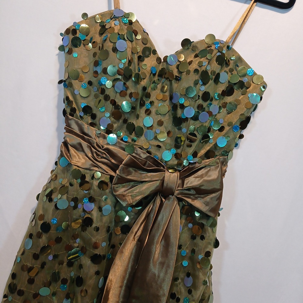 Tony Bowls sz 4 cocktail dress sequin y2k fairy ethereal swamp coquette rare htf - Picture 4 of 8